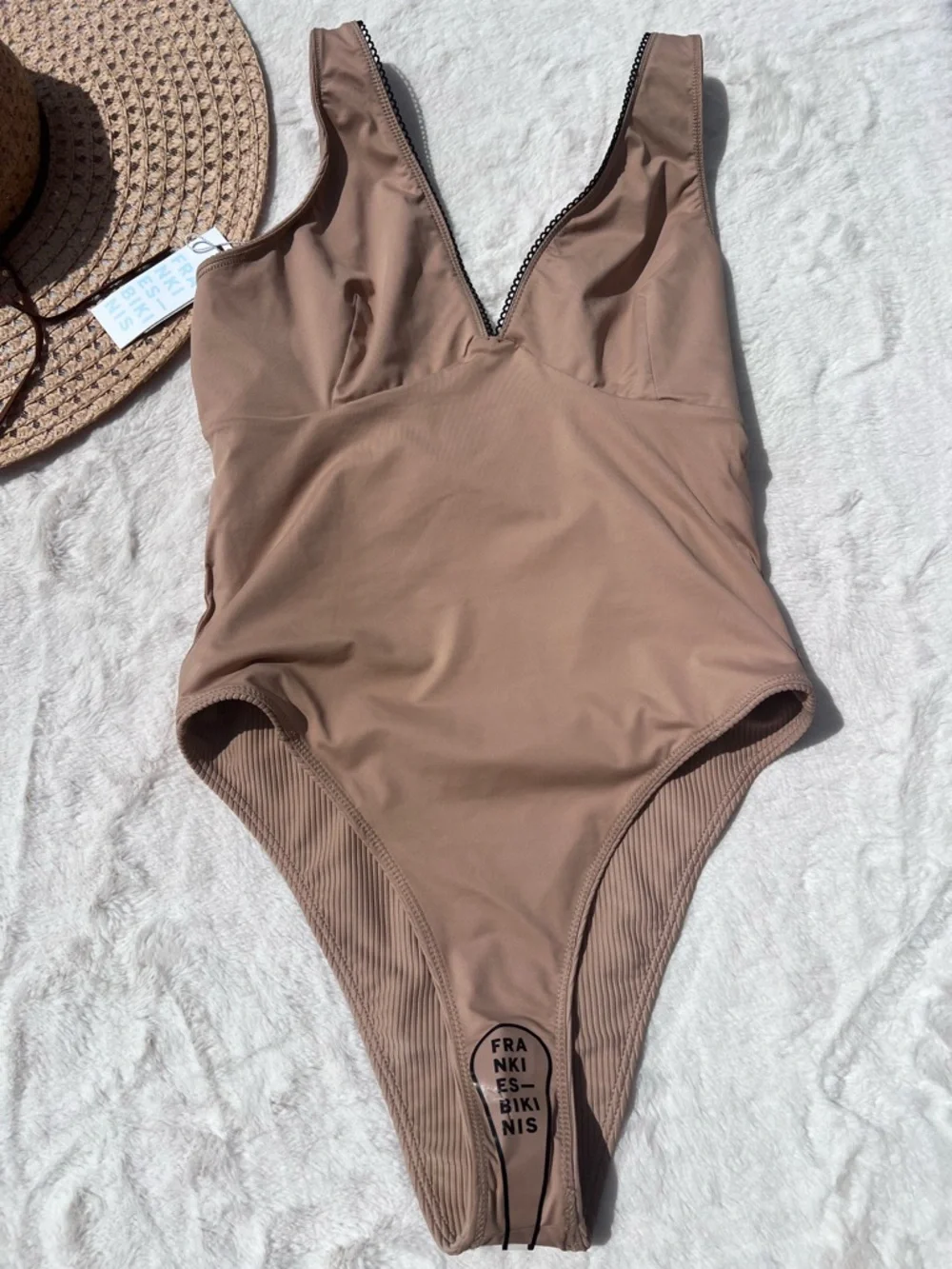 Frankie’s Bikinis Lila Ribbed One Piece In Suntanned Size Large